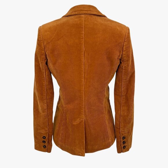 Alice + Olivia Macey Notched Collar Fitted Blazer Camel Brown Corduroy Size 0 - Picture 5 of 12